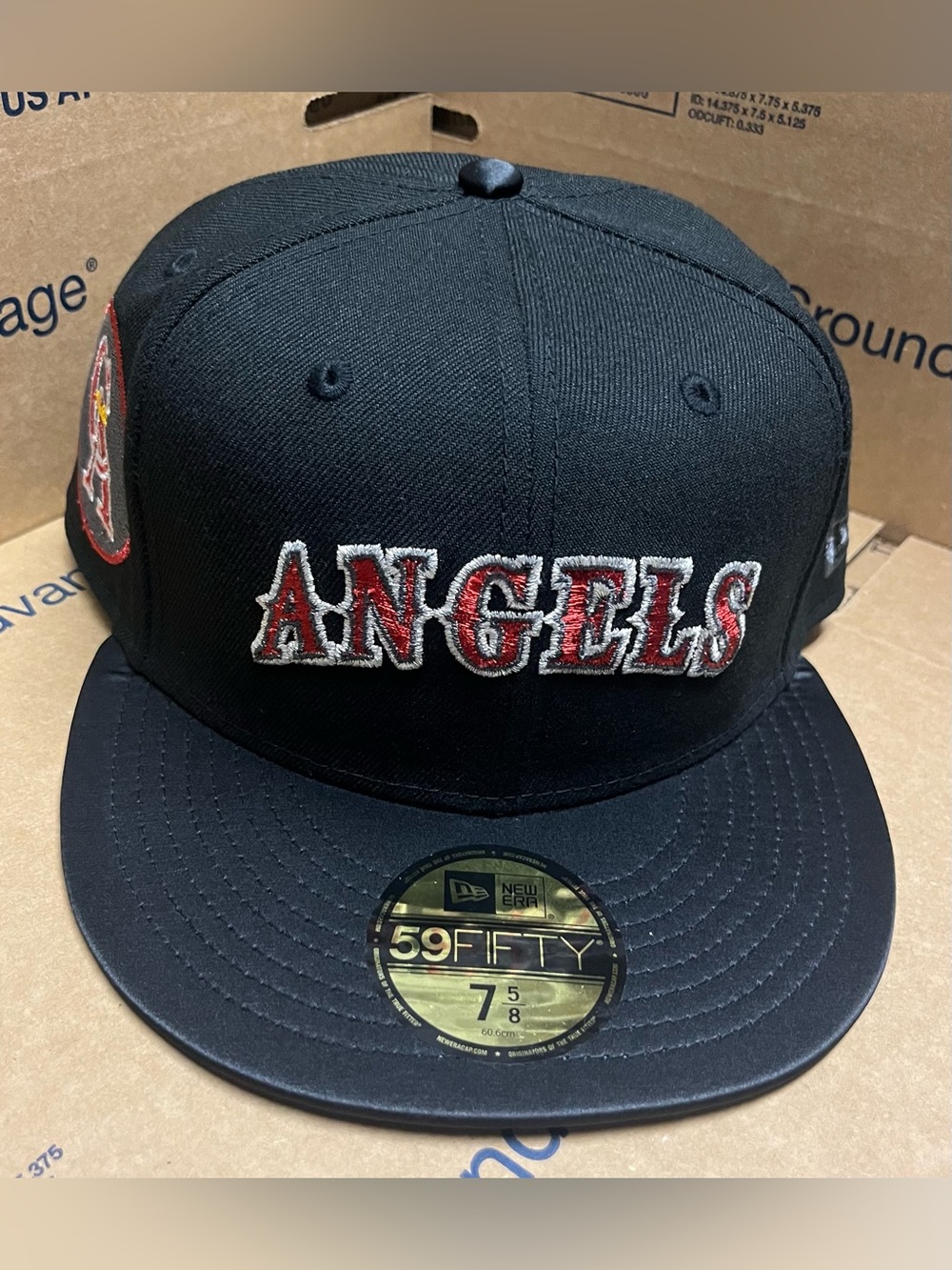 NEW ERA CALIFORNIA ANGELS BLACK SATIN PRIME TWO TONE EDITION 59FIFTY FITTED HAT